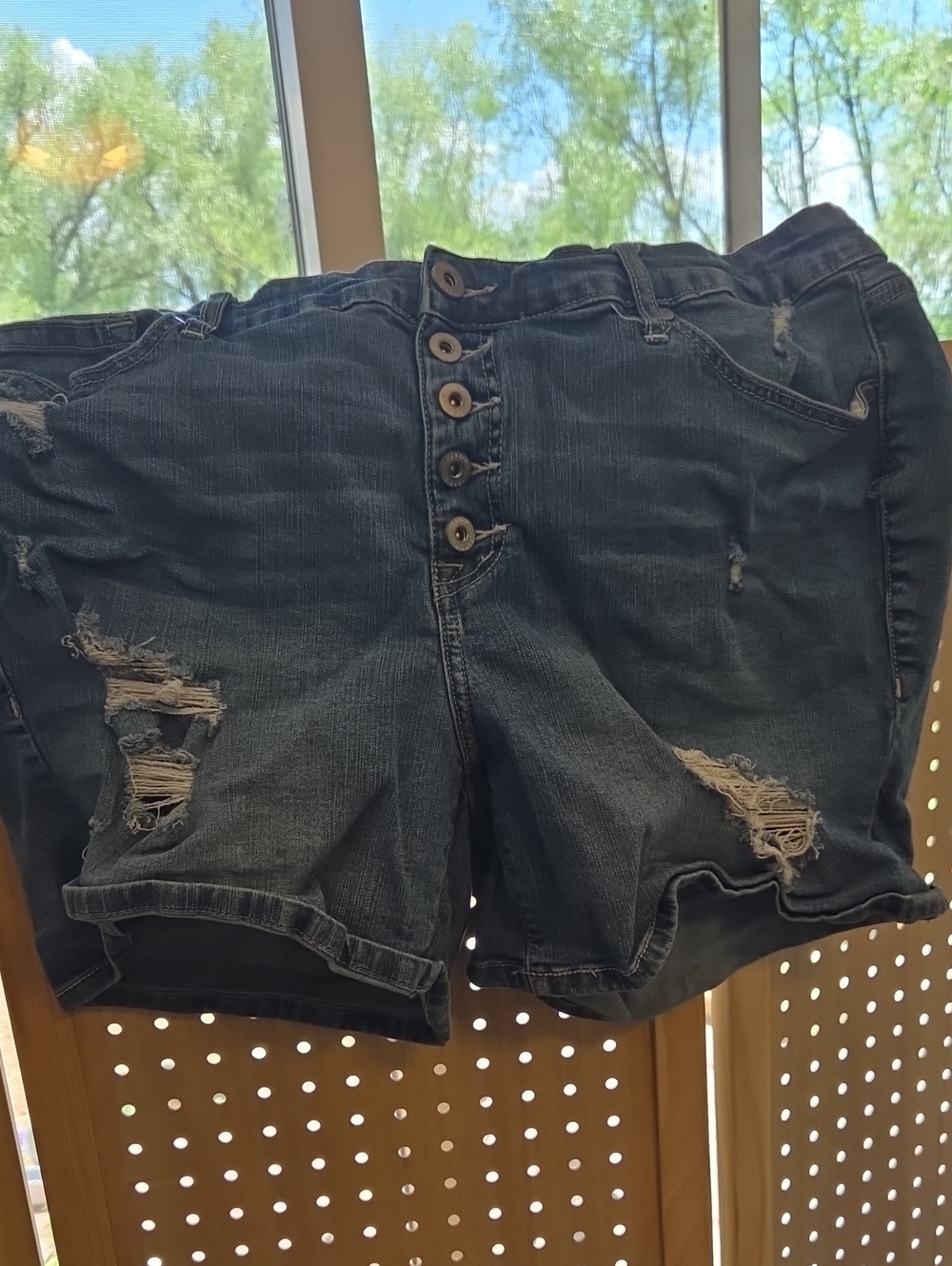 Torrid Dark Blue Distressed Jean Shorts